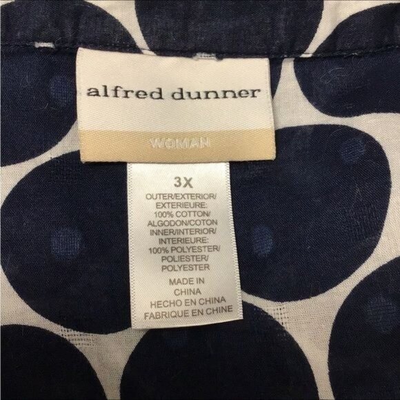 Alfred Dunner Women’s Gauzy 3/4 Sleeve Geometric Print Button Up Shirt - Picture 6 of 6